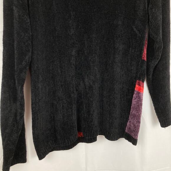 VTG 90s Womens M FLAW Orange Black Geometric Argyle Sweater Cozy Abstract Funky - Picture 12 of 12